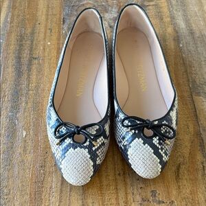 Stuart Weitzman Black and Cream Patterned Loafers
